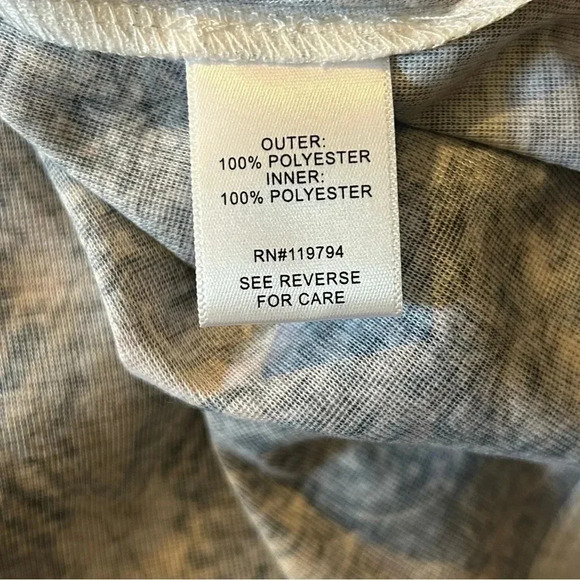 One World Plus Sz 1X Printed Long Sleeve Top w/ Chiffon Embellish Poncho Purple - Picture 7 of 14